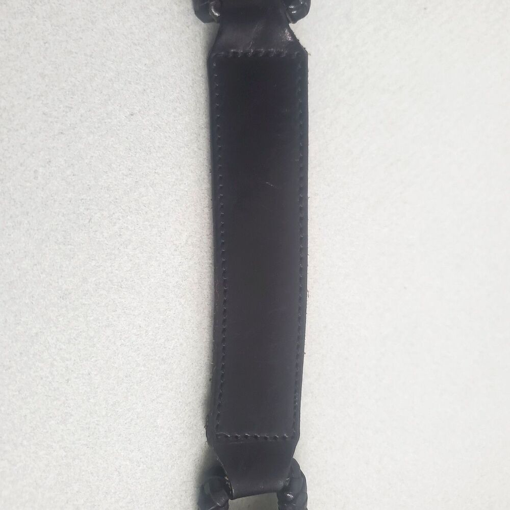 Vintage Fossil Black Leather Belt Medium Interlocking Ring Y2K Waist Belt - Picture 7 of 16